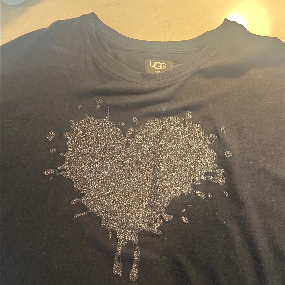 UGG Women Black Glitter Heart Tee